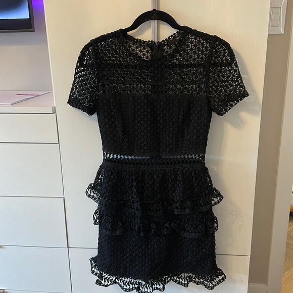 Aqua Tiered Black Lace Dress Small - Picture 2 of 6